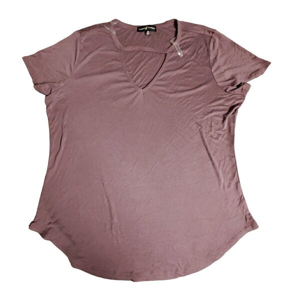 Almost Famous Womens Purple Keyhole Neck Short Sleeve T-Shirt Size 3X NWT - Picture 1 of 6